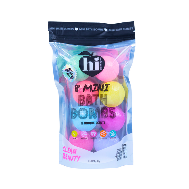 Hi Peach Layne 8 Count Bath Bomb Bag, Multi-Color with Prize, 8 x 1.06oz